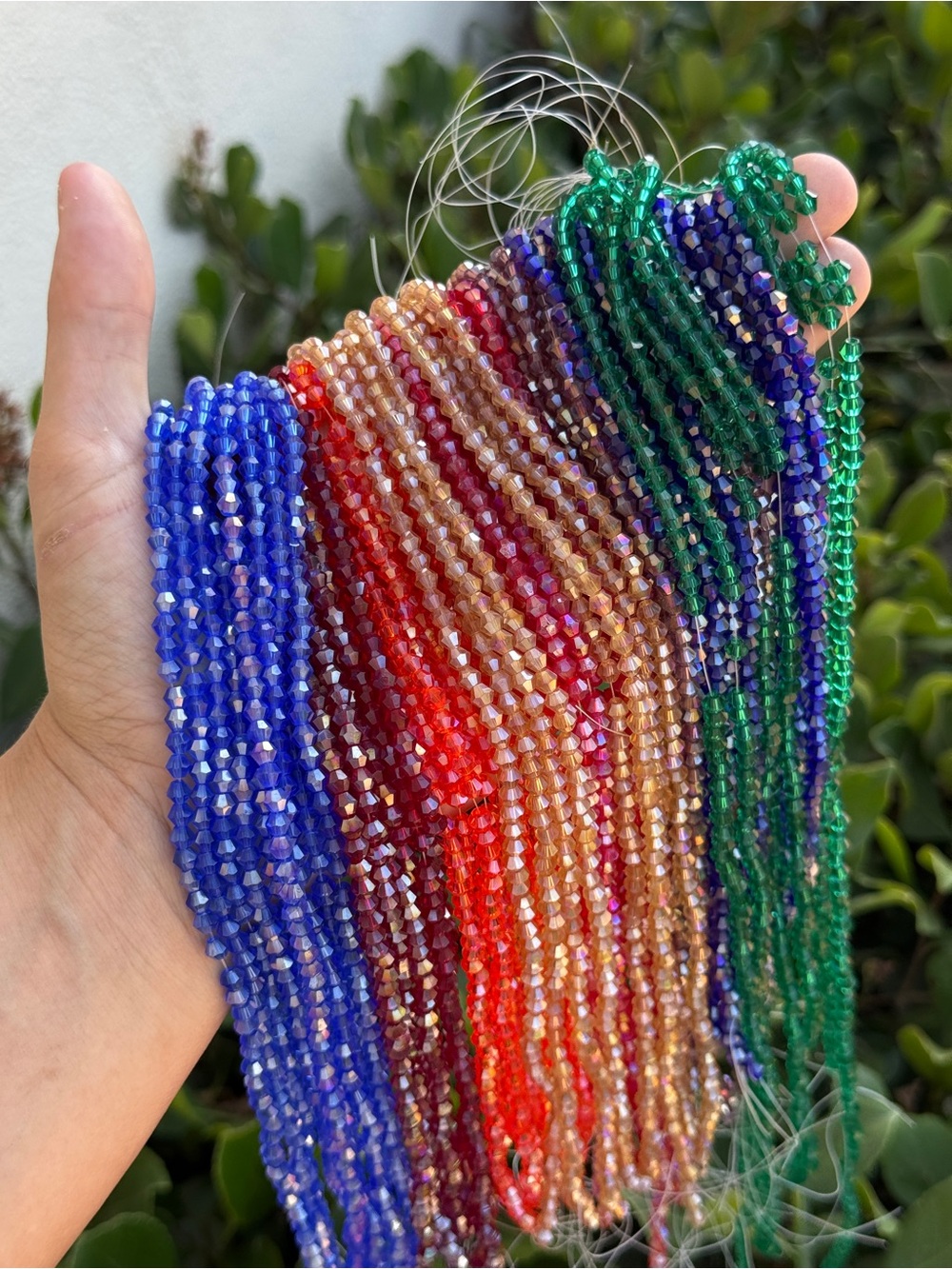 Bulk lot of 12 Bicone glass strands Multi color faceted bead strands